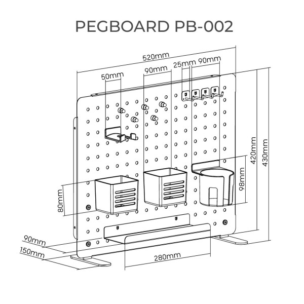 Bảng treo đồ, kệ treo đồ Pegboard PB-002 