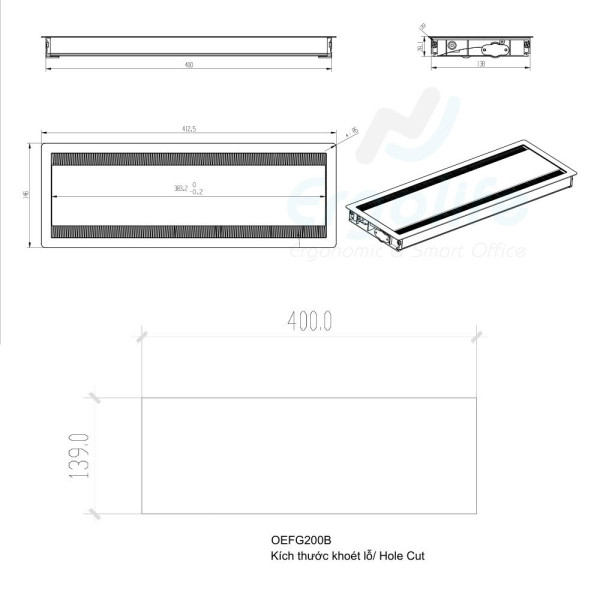Nắp Hộp điện âm bàn cao cấp OEFG200B