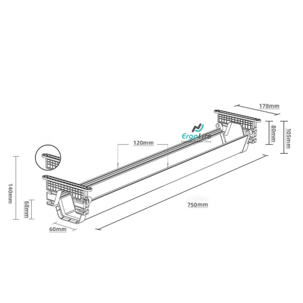 Khay Đỡ Dây Điện Tích Hợp Ổ Cắm Điện Tuỳ Chỉnh Dưới Bàn (4 ổ cắm)