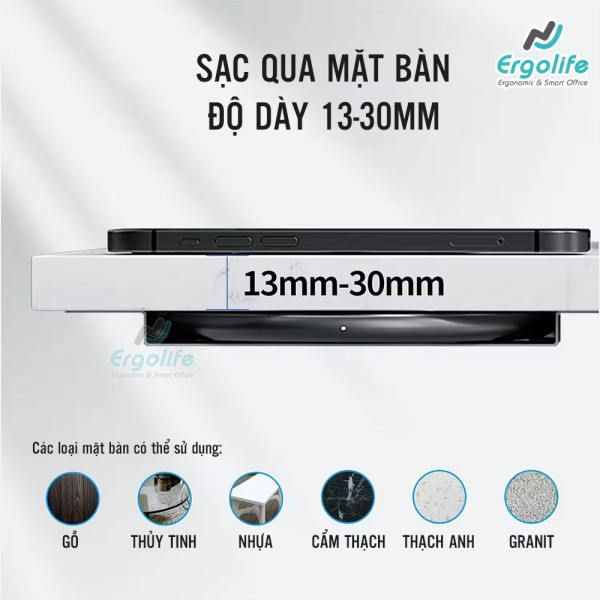 Sạc không dây thông minh âm bàn cao cấp E30