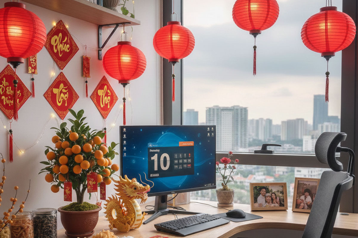 Ý tưởng trang trí văn phòng đón Tết độc đáo